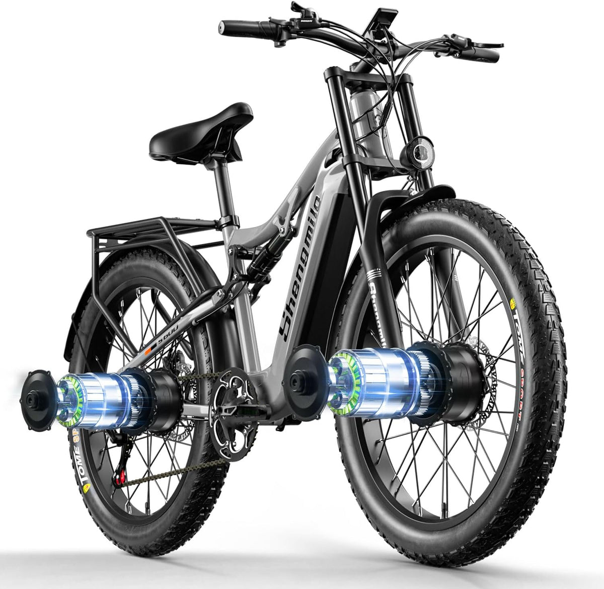 Shengmilo S600 Doppelmotor Elektro-Mountainbike, 48V17.5AH Batterie 7 Gang Ölbremse ebike, Dual Shock Elektrofahrrad, DREI Fahrmodi