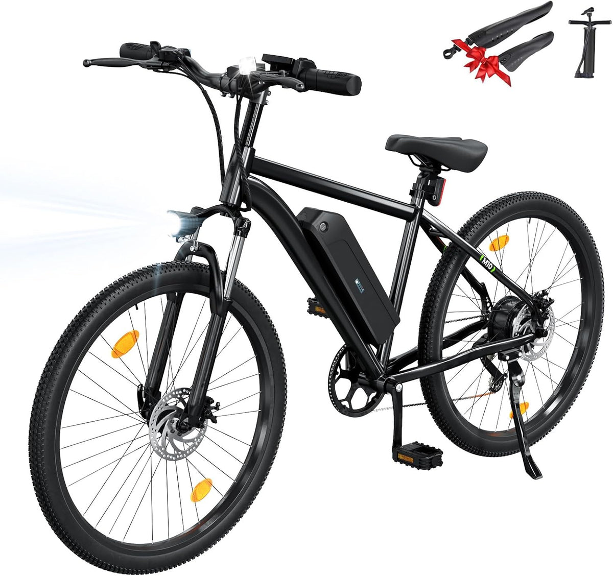 Finbike E Bike 26 Zoll, Elektrofahrrad 36V 10.4Ah Tauschbar Akku, 100KM Schnelllade EBike mit 7Gänge & Doppelscheibenbremse, E Mountainbike für Stadt,