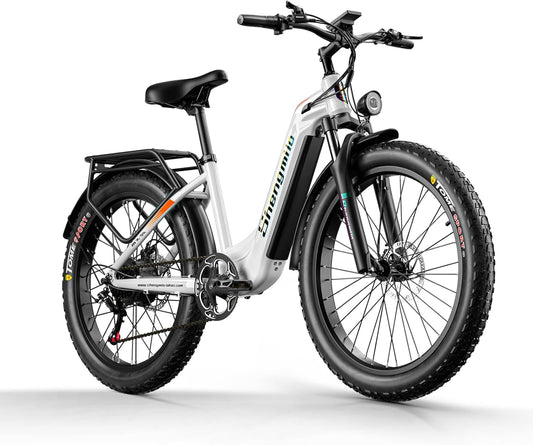 Shengmilo E-Mountainbike, MX06 Elektro-Fahrräder für Erwachsene, Fat Tire E-Bike mit 3 Fahrmodi, einfach zu montieren, 48 V, 15 Ah abnehmbarer Akku, B