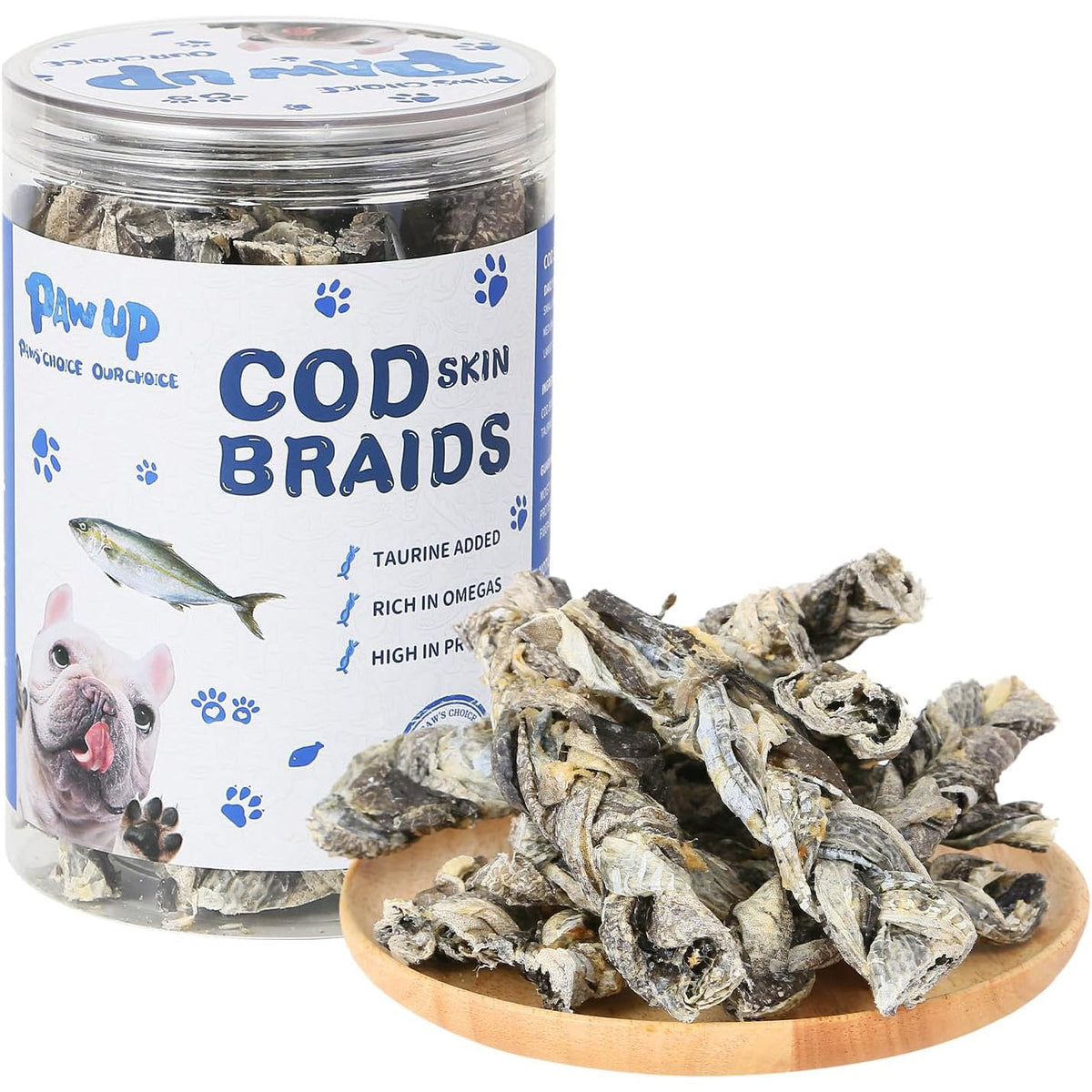 Cod Fish Skin Braids Dog Treats, Omega-3 Rich Single-Ingredient Chews, 7 oz
