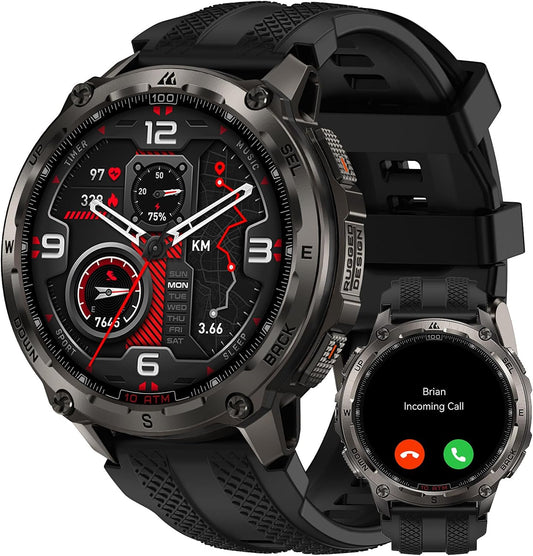 KOSPET Tank T4 GPS Smartwatch Herren, Voll Edelstahl, 6 Satelliten-System & Offline-Karten, 10ATM Wasserdicht (45 m Tauchen), 50-Tage Akku, Bluetooth-