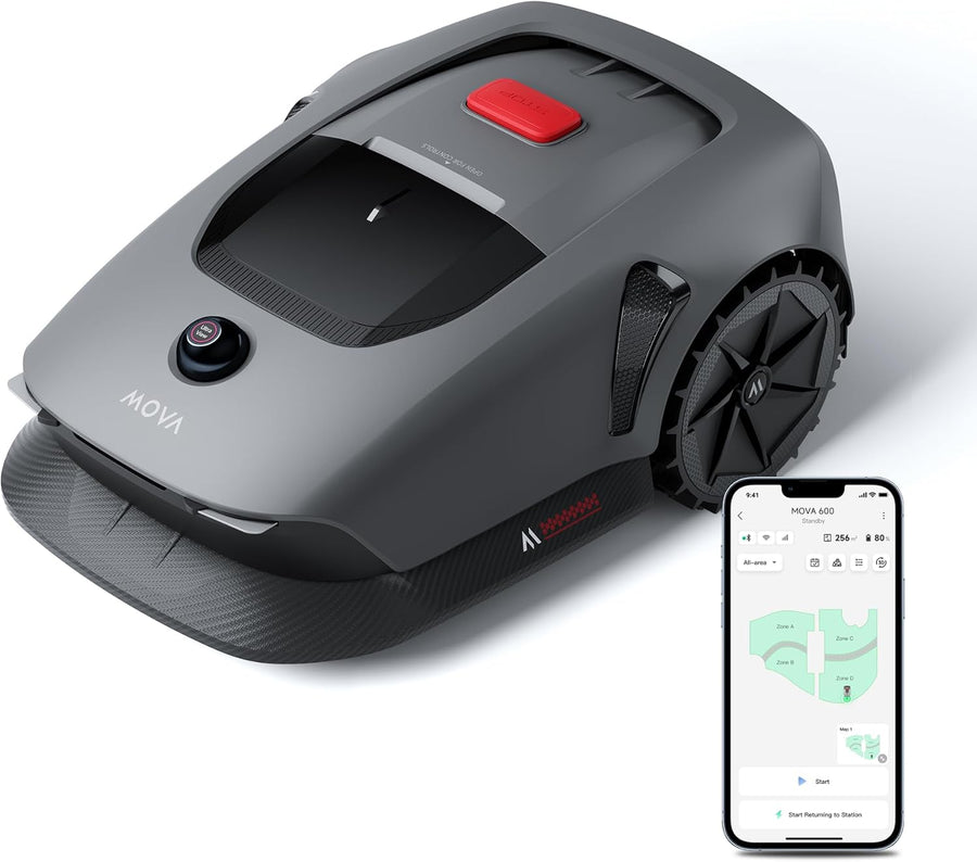 MOVA 600, Rasenmäher Roboter 360° 3D LiDAR Mähroboter ohne Begrenzungskabel & Genaue Kartierung 600 m², Smarte Hindernisvermeidung, App-Steuerung, U-f