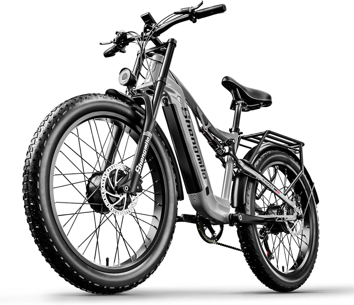 Shengmilo S600 Elektrofahrräd Herren mit Dual Motor, E-Mountainbike mit 48V17.5Ah 840Wh Akku, 26" E-Fatbike für Erwachsene bis zu 90 Km,E-Bike mit 7-G