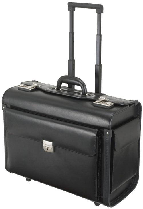 Alassio Pilotenkoffer , SILVANA, , Leder, schwarz, mit Trolley