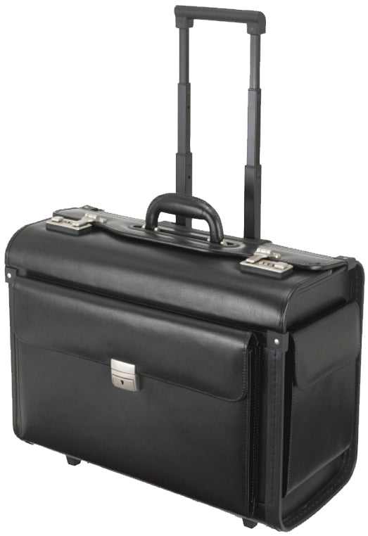 Alassio Pilotenkoffer , SILVANA, , Leder, schwarz, mit Trolley