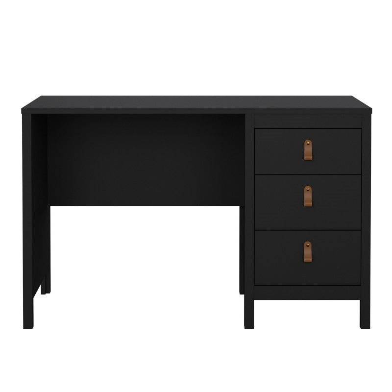 Barcelona 3 Drawer Desk - Matt Black