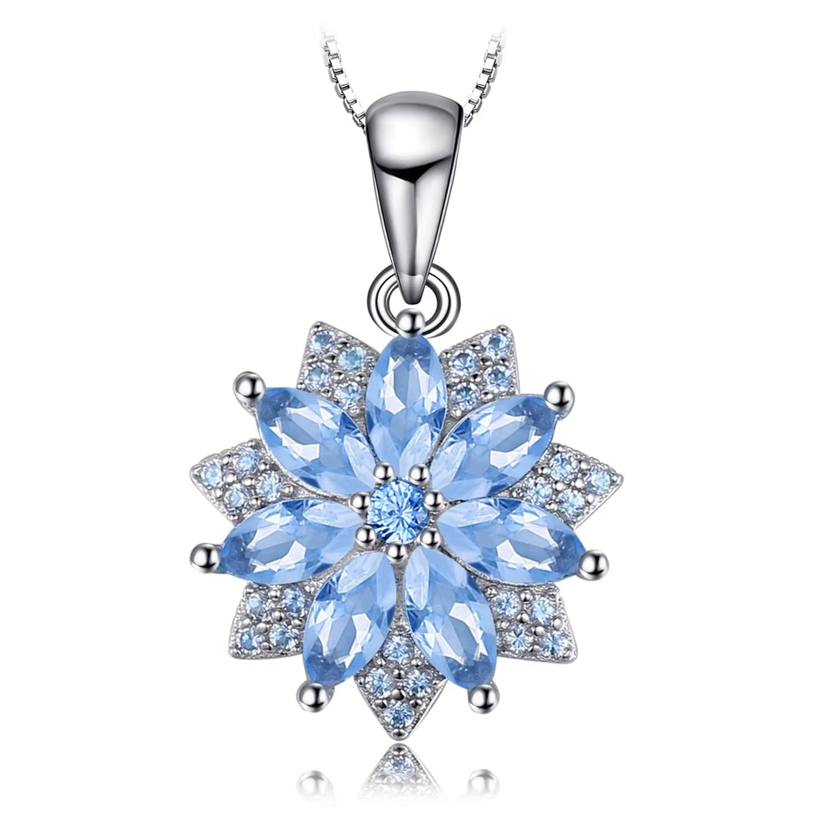 Exquisite Flower Design 1.2Ct Created Light Blue Spinel Pendant Necklace in 925 Sterling Silver - A Perfect Fashion Gift for Women