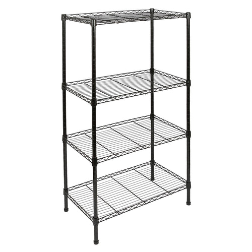 4 Shelf Black Adjustable Wire Shelving Unit