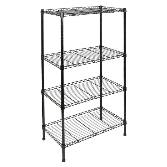 4 Shelf Black Adjustable Wire Shelving Unit