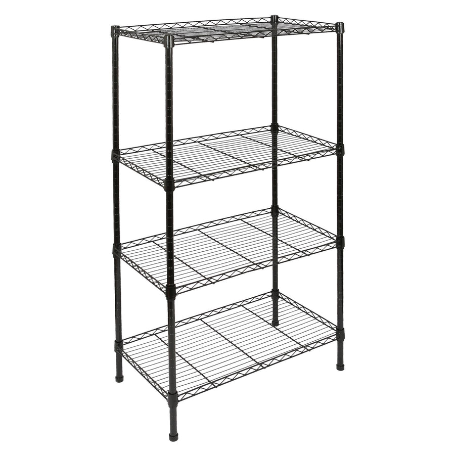 4 Shelf Black Adjustable Wire Shelving Unit