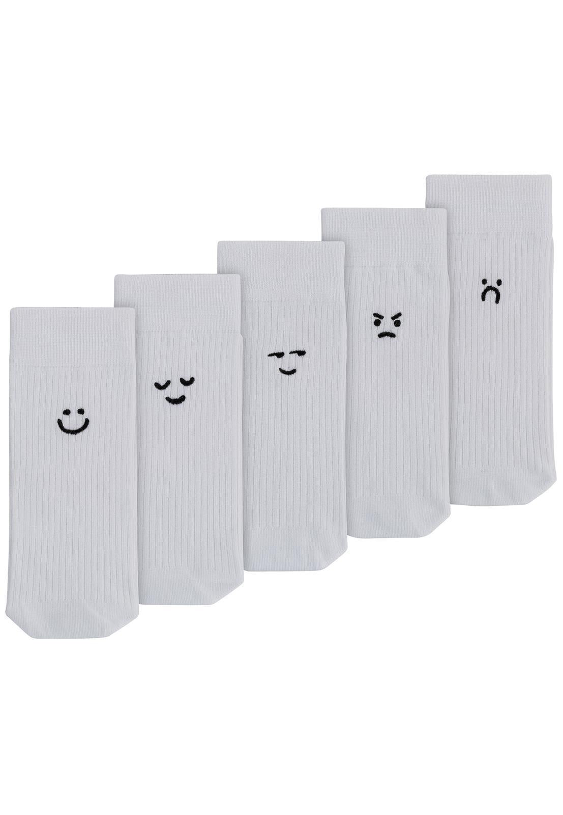 Gerippte Socken mit Stickerei, 5 er Pack