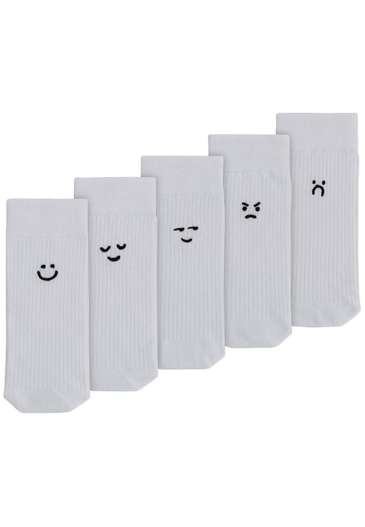 Gerippte Socken mit Stickerei, 5 er Pack