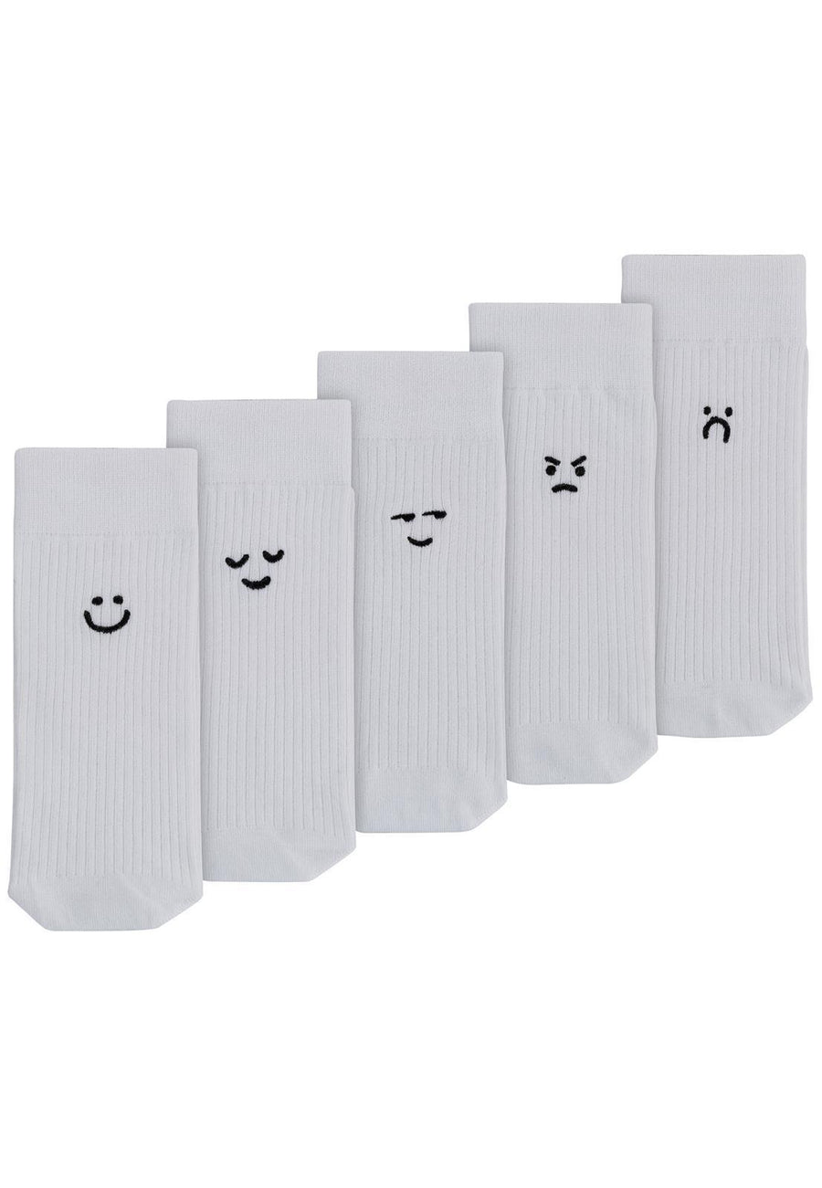 Gerippte Socken mit Stickerei, 5 er Pack