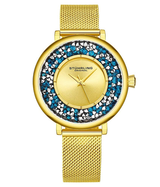 Stührling Glimmer 793A Quartz 38mm Classic - Gold Dial / Gold Case / Gold Stainless Steel Bracelet Gold Layered Foldover Buckle