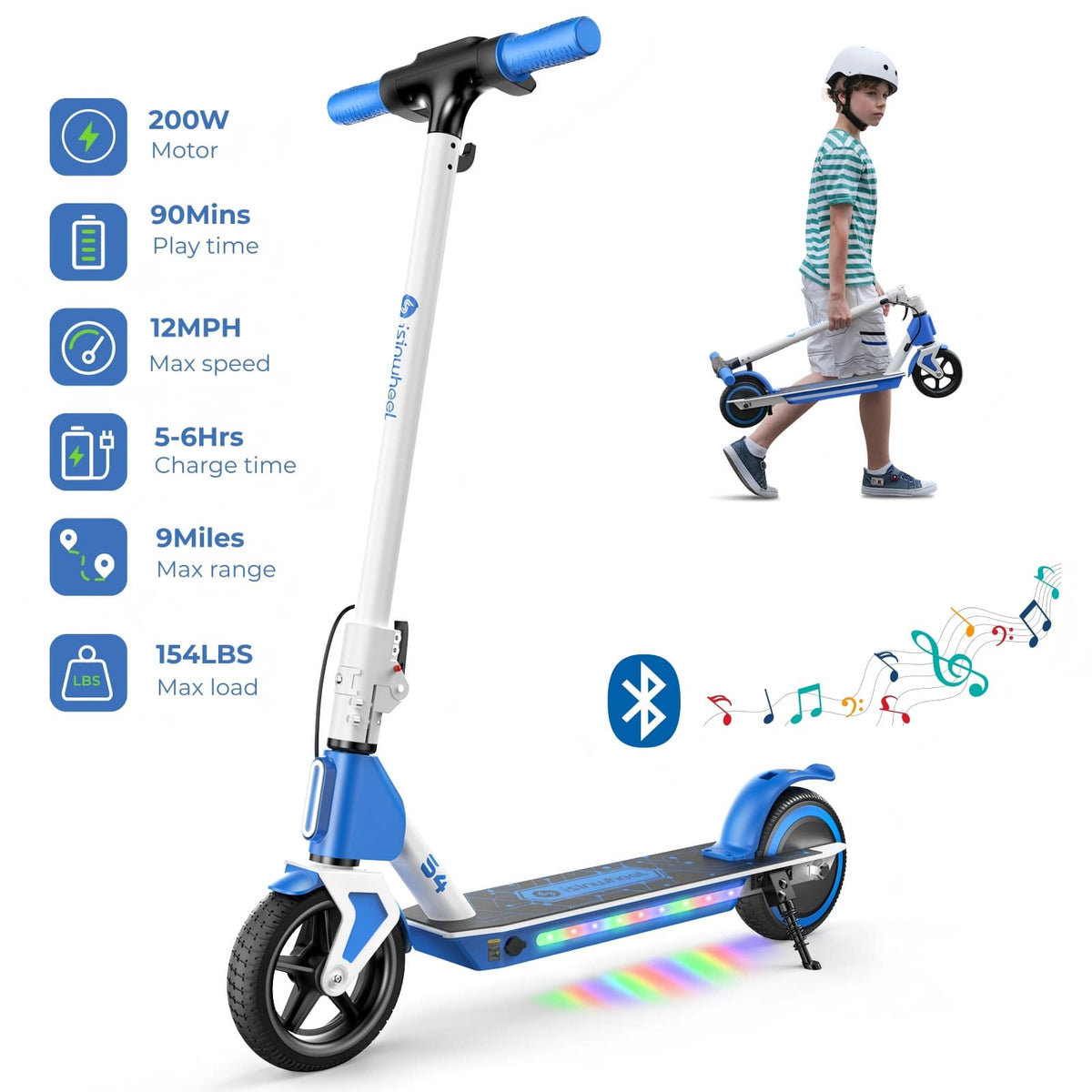 isinwheel® Kids Electric Scooter - S4 Blue