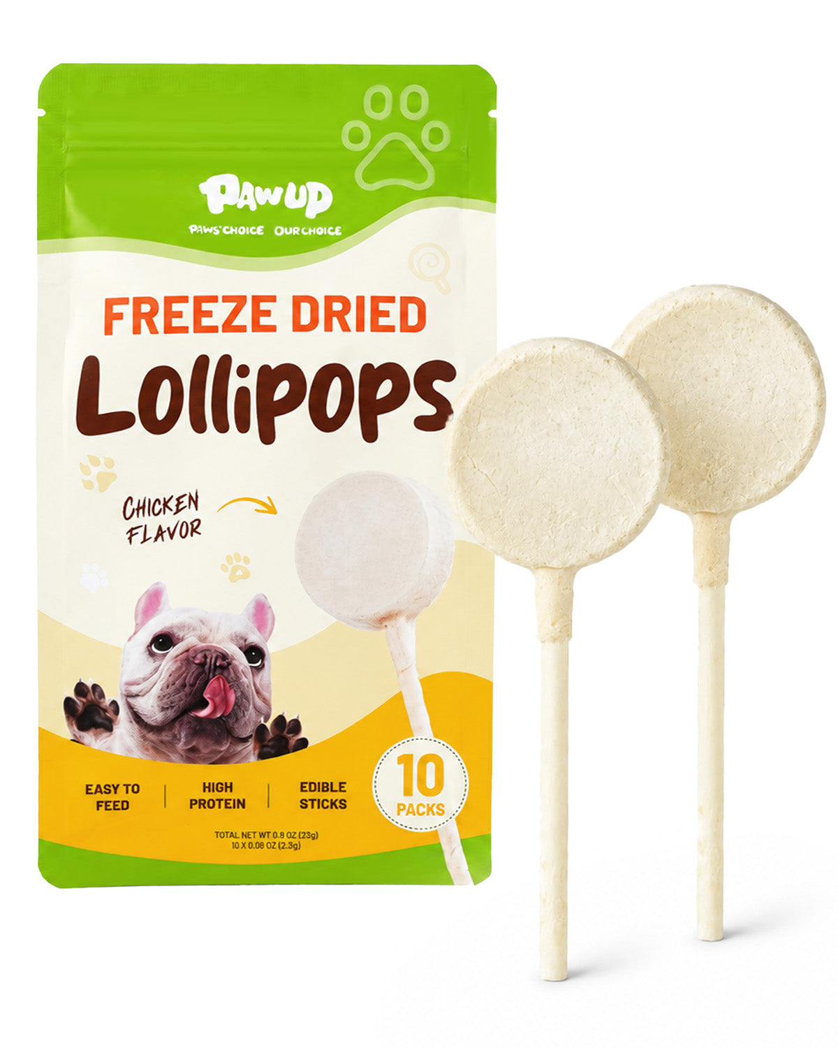 PAWUP Freeze Dried Dog Chicken Treats Snacks with Rawhide Stick,10 Pack