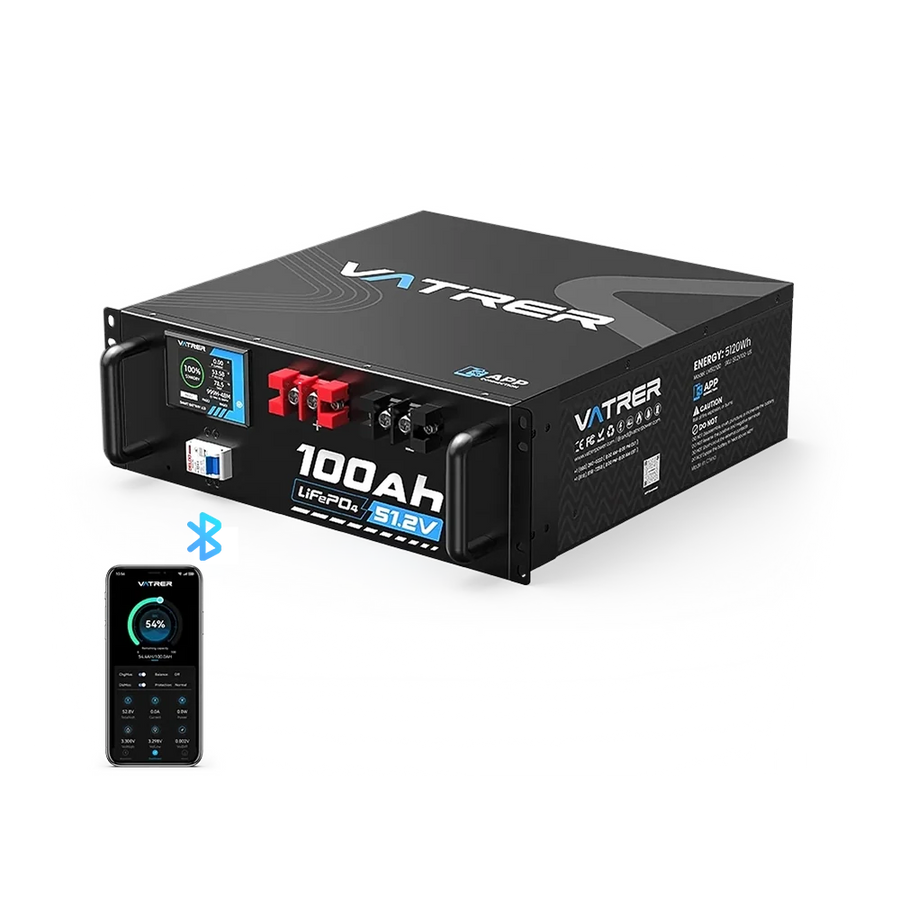 【UL 1973】Vatrer 48V 100Ah Server Rack Bluetooth Lithium Battery for Off-Grid and Home Solar - 1 PACK