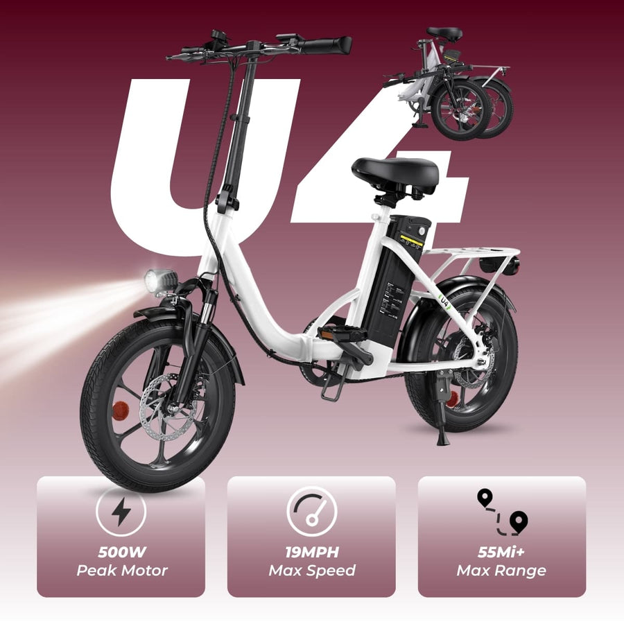 isinwheel U3 Foldable Electric Bike - U4 White