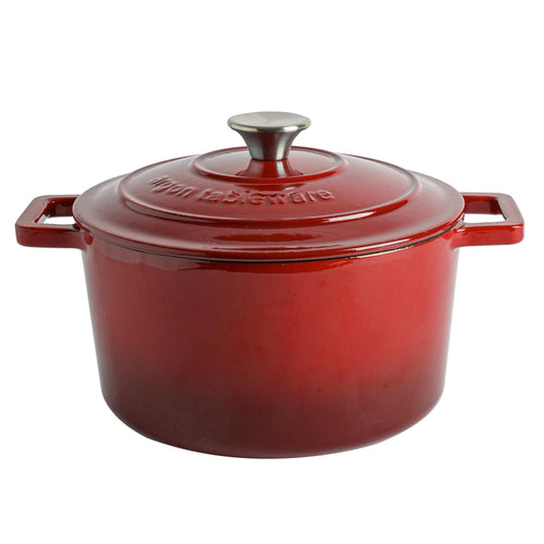 4.5L Red Ombre Cast Iron Casserole Dish