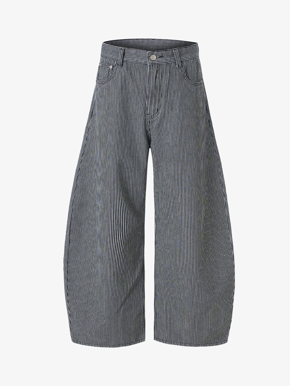 Retro Striped Colorblock Barrel Jeans - Black / S