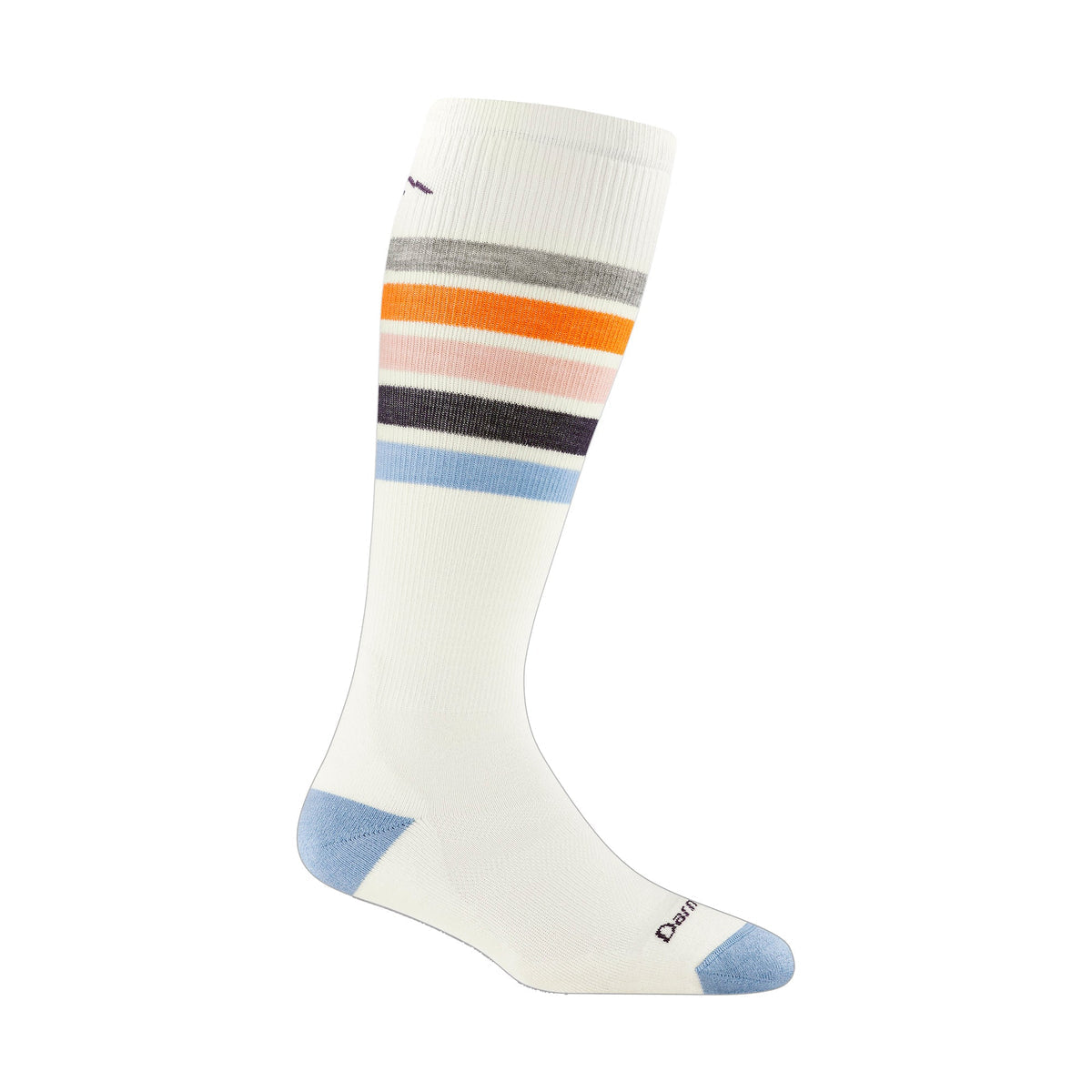 Darn Tough Ladies Over-the-Calf Midweight Ski Snowboard Striped Merino Wool Socks M / White – Lifetime Guarantee