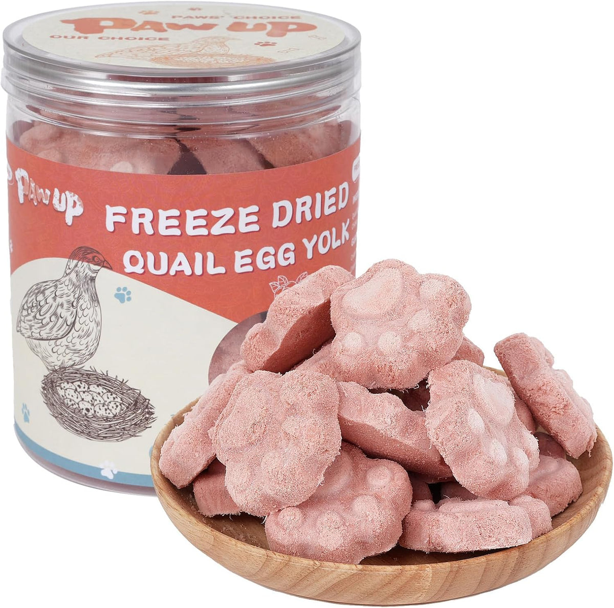 PAWUP Freeze Dried Cat & Dog Treats, Natural Quail Egg Yolk, Rich in Antioxidants Cranberry Added, High-Protein Pet Snacks for Coat & Urinary Health,