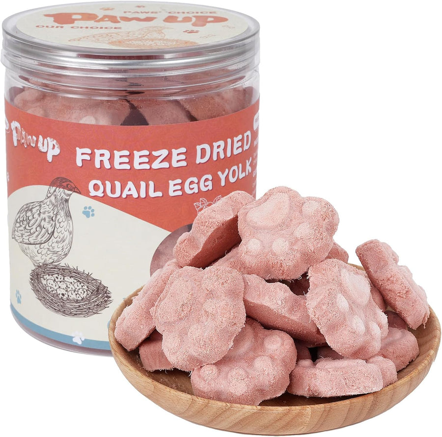 PAWUP Freeze Dried Cat & Dog Treats, Natural Quail Egg Yolk, Rich in Antioxidants Cranberry Added, High-Protein Pet Snacks for Coat & Urinary Health,