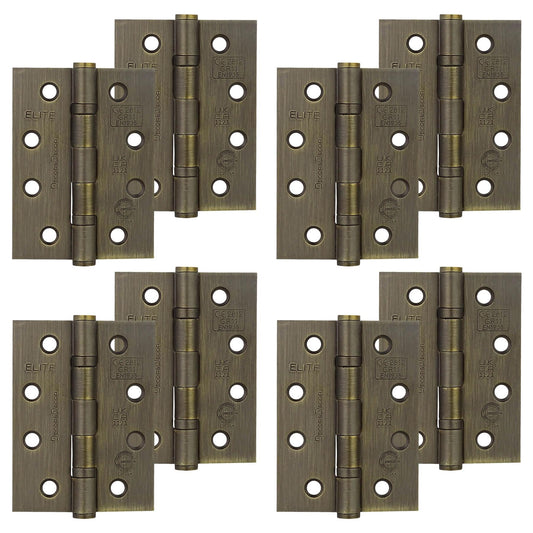 Ball Bearing Fire Rated Door Hinges - 102mm - Antique Brass - 4 Pairs