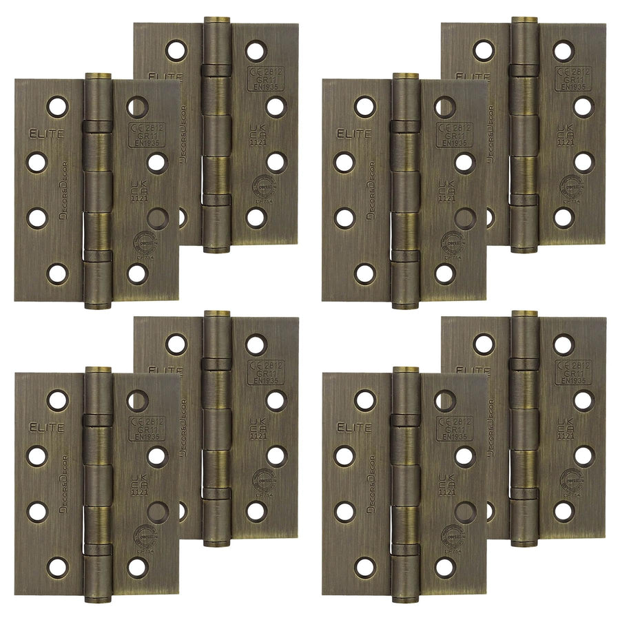 Ball Bearing Fire Rated Door Hinges - 102mm - Antique Brass - 4 Pairs