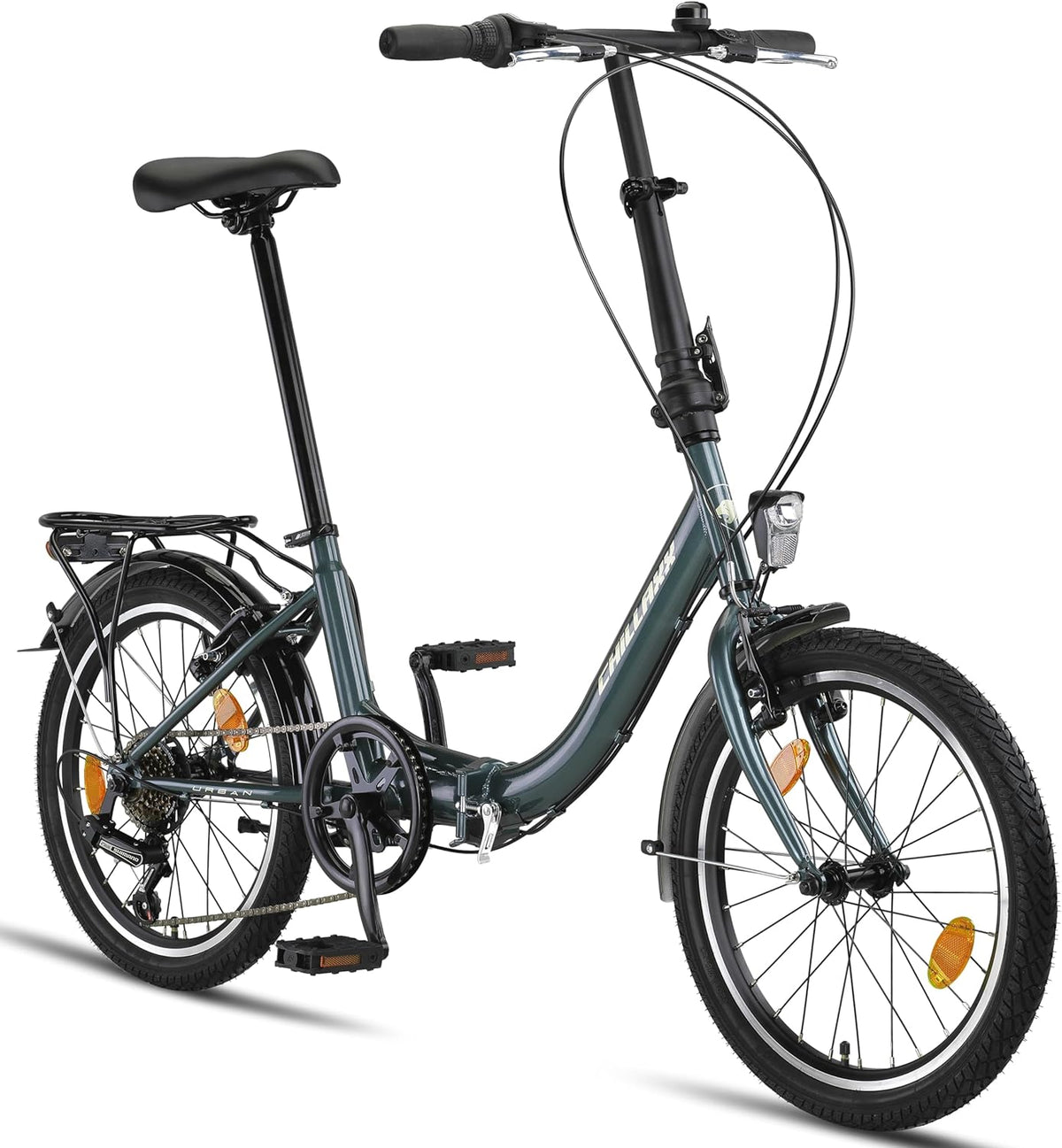 Chillaxx Bike URBAN 20 Zoll Faltrad, Klapprad, 6 Gang Shimano-Schaltung, Licht, Quick-Fold-System, leichtes Klappfahrrad,Gepäckträger
