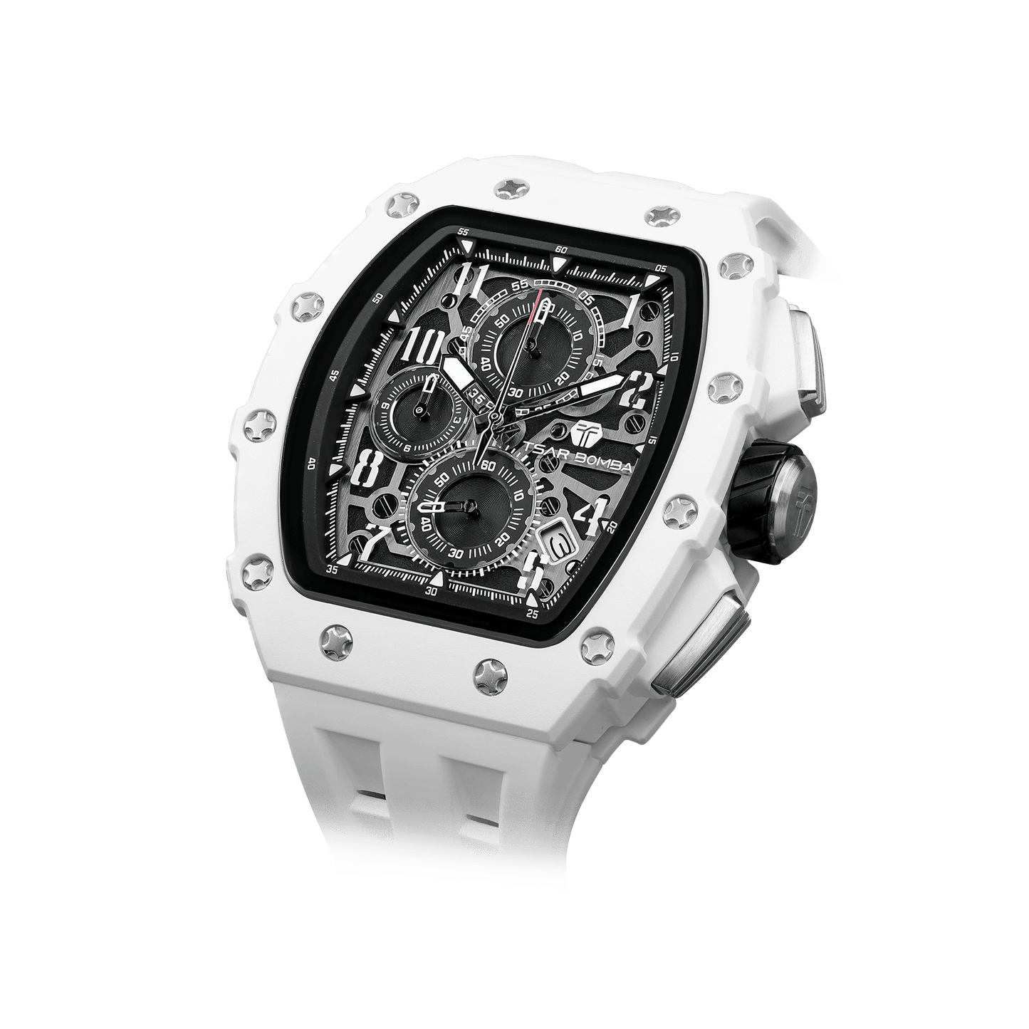 schwarze Uhr TSAR BOMBA Elemental Serie – Herren-Quarzchronograph mit Bio-Keramik-Lünette, Edelstahlgehäuse, Saphirglas, 50 m Wasserdichtigkeit und Si