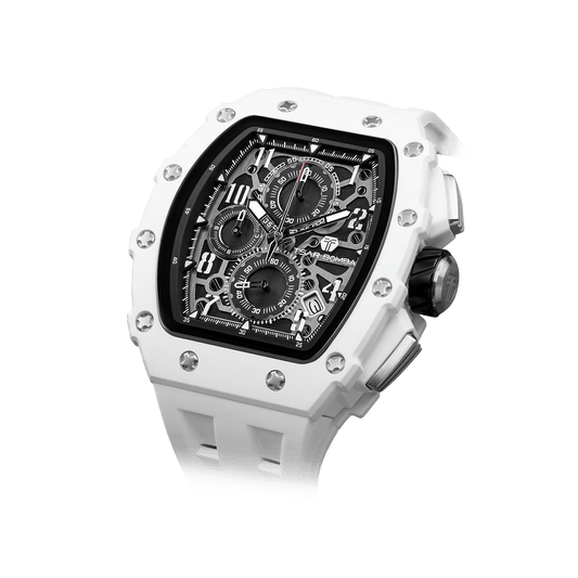 schwarze Uhr TSAR BOMBA Elemental Serie – Herren-Quarzchronograph mit Bio-Keramik-Lünette, Edelstahlgehäuse, Saphirglas, 50 m Wasserdichtigkeit und Si