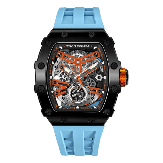 TSARBOMBA Elemental TB8208A Fashion Watch; features a Miyota automatic mechanical movement, a 316L stainless steel bezel and case, and a blue strap, c