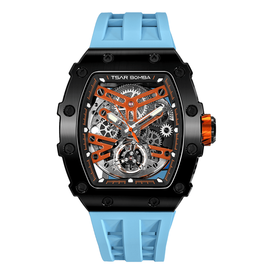 TSARBOMBA Elemental TB8208A Fashion Watch; features a Miyota automatic mechanical movement, a 316L stainless steel bezel and case, and a blue strap, c