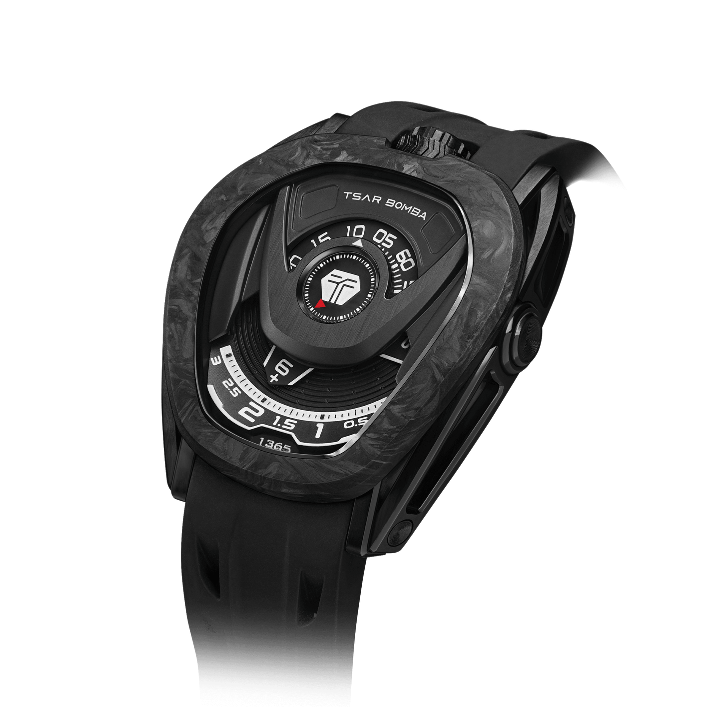 TSAR BOMBA Reactor Serie – Automatische Herrenuhr mit einzigartigem Zifferblatt, mechanisches Meisterwerk im tonneauförmigen Gehäuse Carbonfaser-Schwa