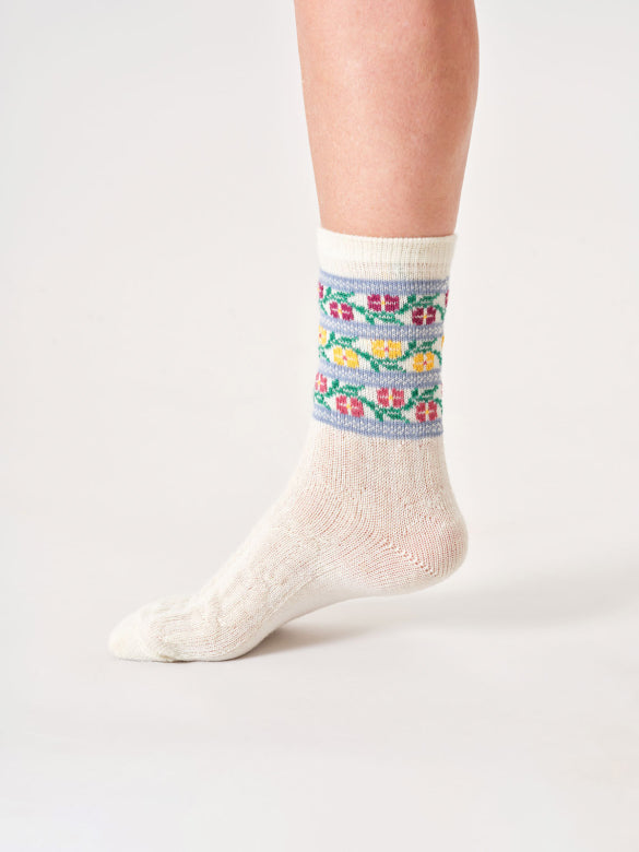 Wollsocken Modell: Floral Fair Isle
