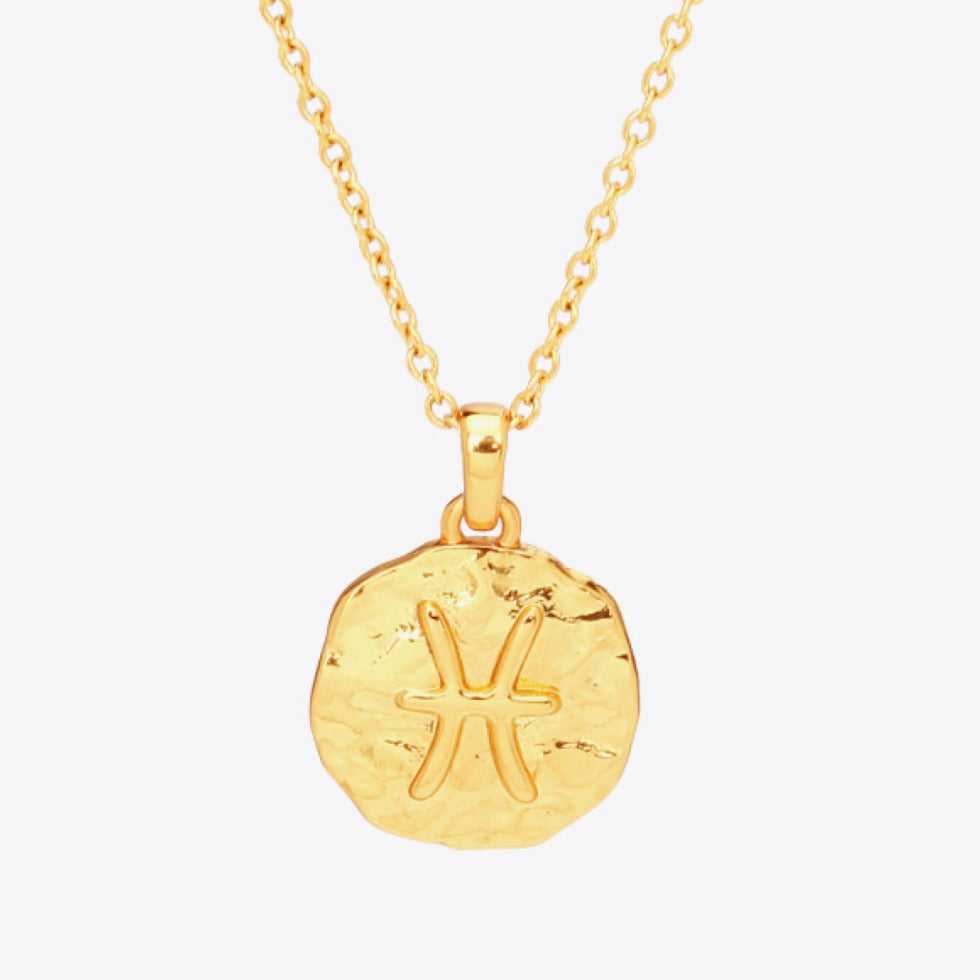 18K Gold Star Sign Zodiac Constellation Pendant Necklace - Circle