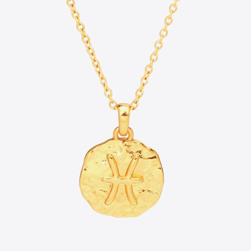 18K Gold Star Sign Zodiac Constellation Pendant Necklace - Circle