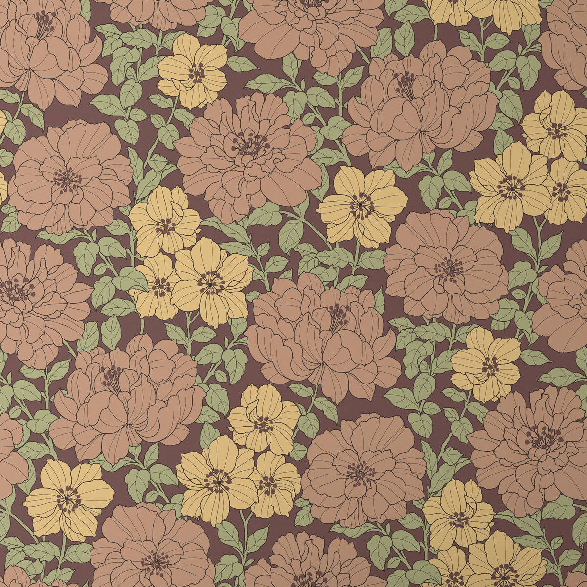REMOVABLE - Large Blooms - TAN