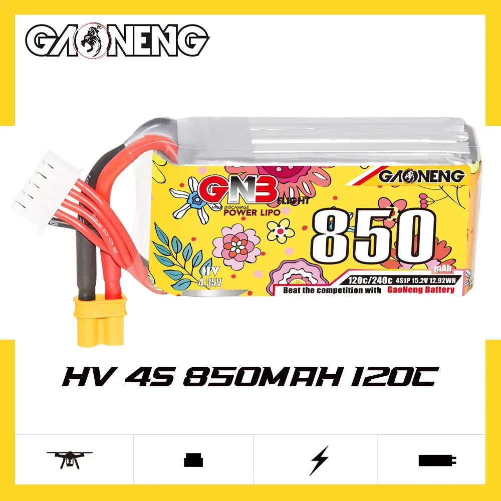 GAONENG GNB LiHV 4S 15.2V 850mAh 120C XT30 LiPo Battery