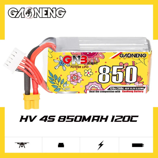 GAONENG GNB LiHV 4S 15.2V 850mAh 120C XT30 LiPo Battery