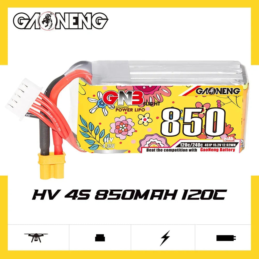 GAONENG GNB LiHV 4S 15.2V 850mAh 120C XT30 LiPo Battery