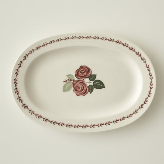 Rose Porcelain Oval Serving Platter - 11.8