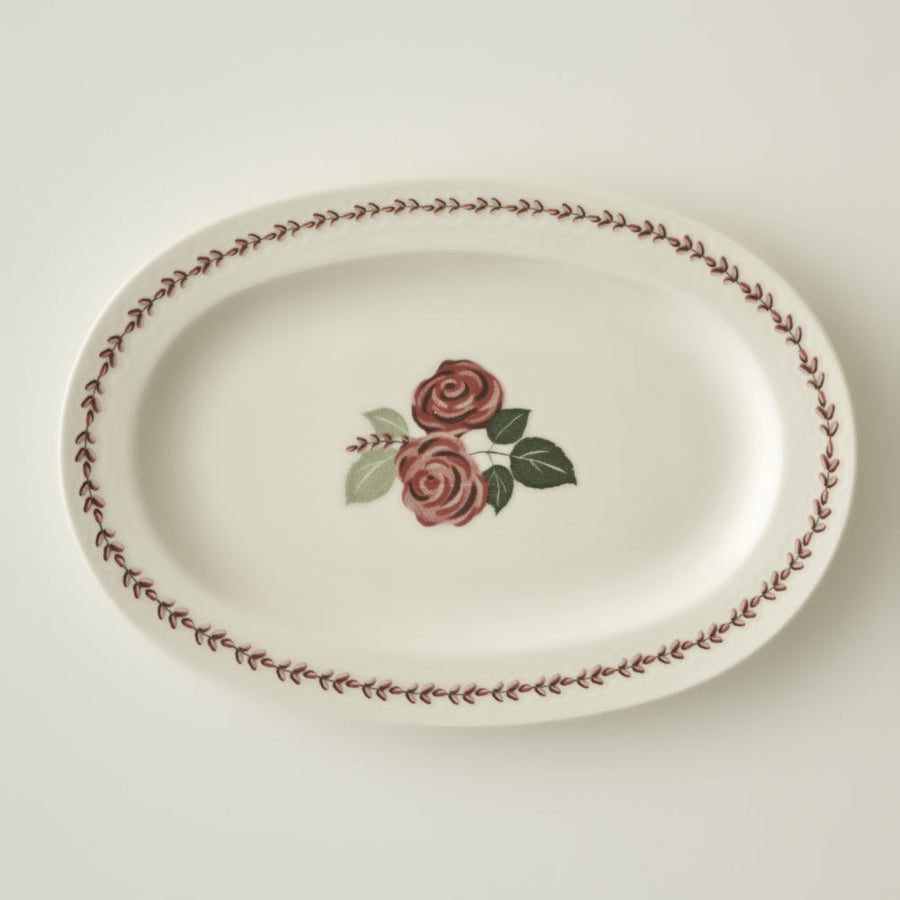 Rose Porcelain Oval Serving Platter - 11.8