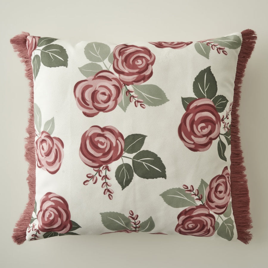 Rose Print Decorative Pillow Cover
