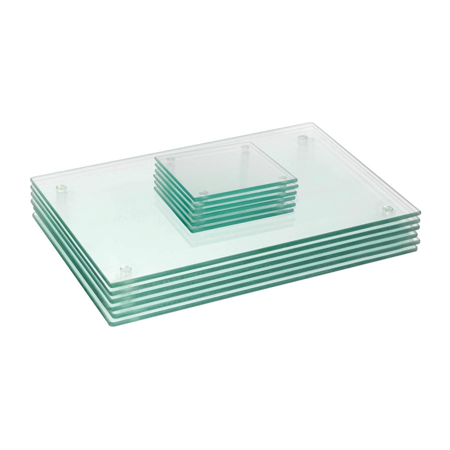 12pc Clear Glass Placemats & Coasters Set