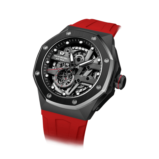 TSARBOMBA elementl TB8803A Men’s trendy Watch—Miyota automatic mechanical movement, stainless steel case with silicone strap, 5ATM water resistance, l
