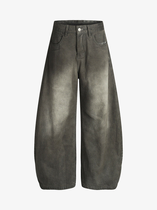Vintage Faded Wide Barrel Jeans - Gray / S