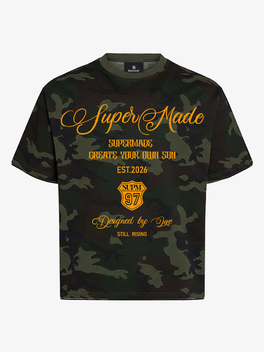 Camouflage Script Logo Graphic T-Shirt - Classic Camouflage / S