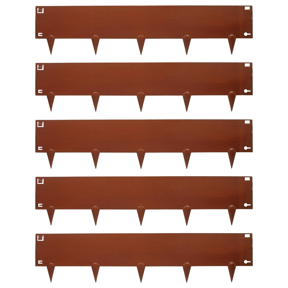 5pc Brown Steel Lawn Edging Set - 5m x 16cm